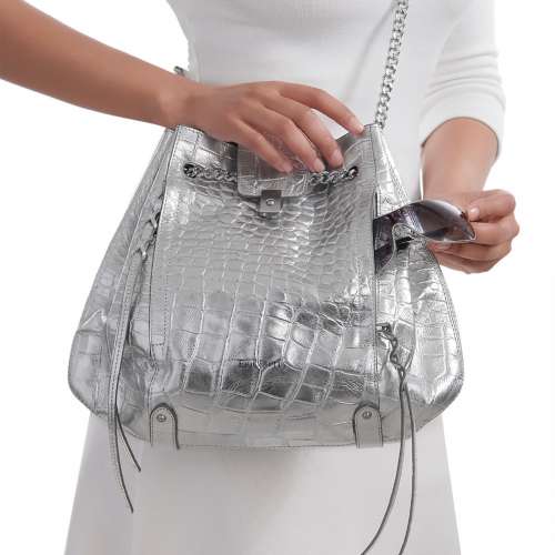 Eric Javits Luxury Designer Women's Fashion Handbag - Lil' Leigh - Silver Deals in USA